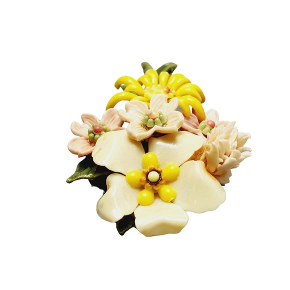 Estate Early Celluloid Flower Brooch (A1615) - Picture 4 of 6